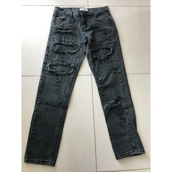 One Teaspoon Awesome Baggies Distressed Relaxed Fit Tapered Jeans - Picture 5 of 12